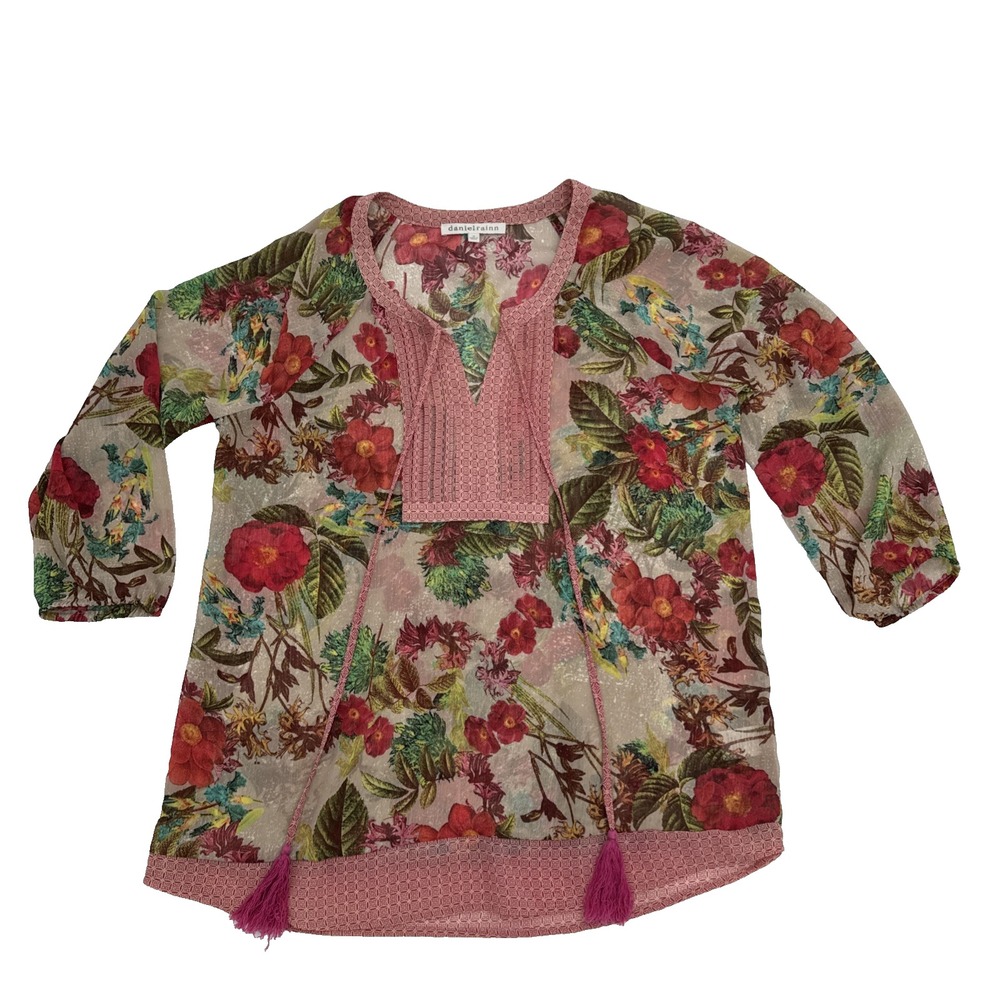 Anthropologie Daniel Rainn Womens M Floral 3/4 Sleeve Boho peasant cottage
